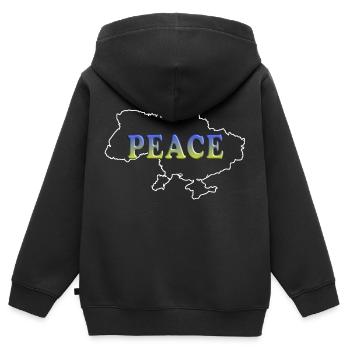 Paix pour l’Ukraine - Sweat Premium à capuche zippé enfant bio - noir - Dos - AI Model Kid Male (0cm)