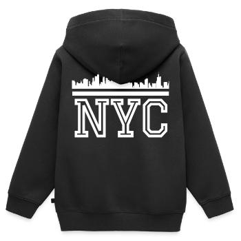 Lettrage NYC - Sweat Premium à capuche zippé enfant bio - noir - Dos - AI Model Kid Male (0cm)