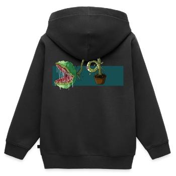 plante carnivore - Sweat Premium à capuche zippé enfant bio - noir - Dos - AI Model Kid Male (0cm)