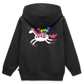 Einhorn mit Pilzen auf dem Rücken Shroomicorn - Kinder Premium Organic Zip Hoodie - Schwarz - Hinten - AI Model Kid Male (0cm)