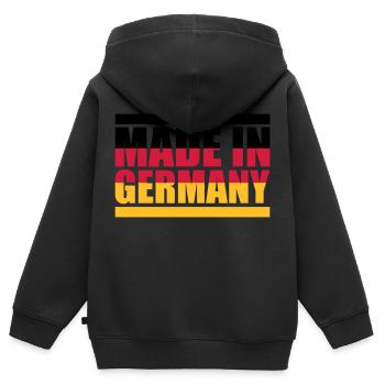 Made in Germany - Kinder Premium Organic Zip Hoodie - Schwarz - Hinten - AI Model Kid Male (0cm)