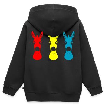 Donkey Esel - Kinder Premium Organic Zip Hoodie - Schwarz - Hinten - AI Model Kid Male (0cm)