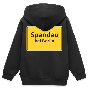 Spandau Ortseingang - Kinder Premium Organic Zip Hoodie - Schwarz - Hinten - AI Model Kid Male (0cm)
