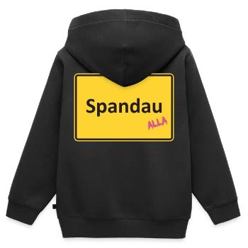 Spandau Ortseingang Alla - Kinder Premium Organic Zip Hoodie - Schwarz - Hinten - AI Model Kid Male (0cm)