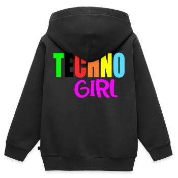 Techno-Mädchen - Kinder Premium Organic Zip Hoodie - Schwarz - Hinten - AI Model Kid Male (0cm)
