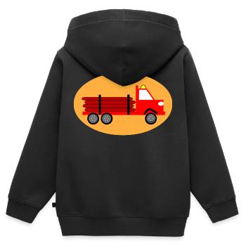 Truck - Kinder Premium Organic Zip Hoodie - Schwarz - Hinten - AI Model Kid Male (0cm)