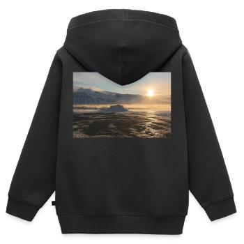 Glacier au lever du soleil - Sweat Premium à capuche zippé enfant bio - noir - Dos - AI Model Kid Male (0cm)
