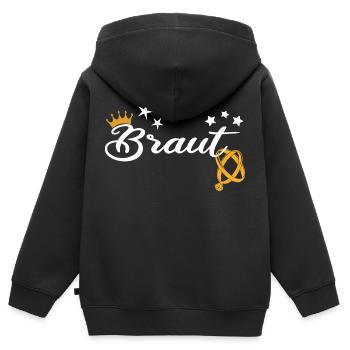 Braut ist Königin Ich bin die Braut - Kinder Premium Organic Zip Hoodie - Schwarz - Hinten - AI Model Kid Male (0cm)