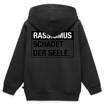 Rassismus schadet der Seele - Kinder Premium Organic Zip Hoodie - Schwarz - Hinten - AI Model Kid Male (0cm)
