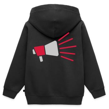 Symbole Mégaphone parole forte - Sweat Premium à capuche zippé enfant bio - noir - Dos - AI Model Kid Male (0cm)