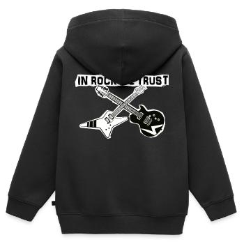 In Rock vertrauen wir - Kinder Premium Organic Zip Hoodie - Schwarz - Hinten - AI Model Kid Male (0cm)