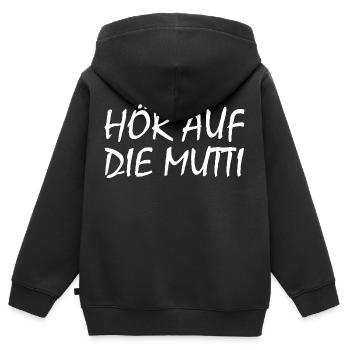 Hör auf die mutti - Kinder Premium Organic Zip Hoodie - Schwarz - Hinten - AI Model Kid Male (0cm)