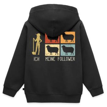 Ich & Meine Follower Schafe Hirte Schäfer Schäfche - Kinder Premium Organic Zip Hoodie - Schwarz - Hinten - AI Model Kid Male (0cm)