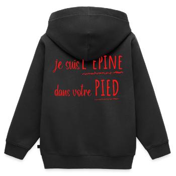 je suis l'épine dans votre pied - Sweat Premium à capuche zippé enfant bio - noir - Dos - AI Model Kid Male (0cm)