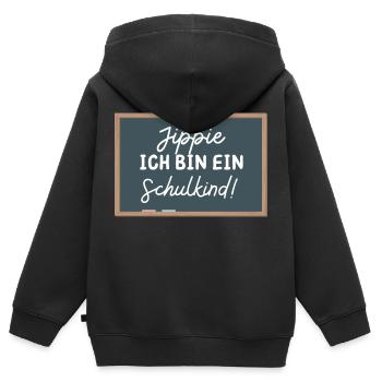 Schulkind Einschulung Schulanfang Mädchen Jungen - Kinder Premium Organic Zip Hoodie - Schwarz - Hinten - AI Model Kid Male (0cm)