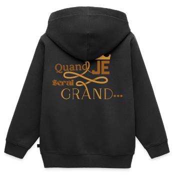 Quand je serai grand - Sweat Premium à capuche zippé enfant bio - noir - Dos - AI Model Kid Male (0cm)