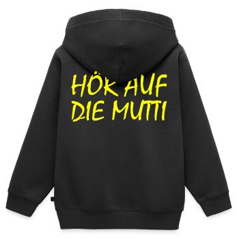 Hör auf die mutti - Kinder Premium Organic Zip Hoodie - Schwarz - Hinten - AI Model Kid Male (0cm)