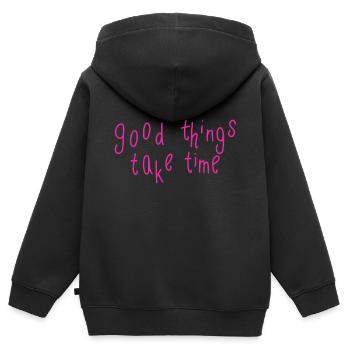 good things take time - Kinder Premium Organic Zip Hoodie - Schwarz - Hinten - AI Model Kid Male (0cm)
