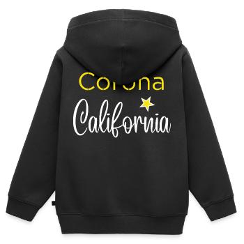 Corona California - Sweat Premium à capuche zippé enfant bio - noir - Dos - AI Model Kid Male (0cm)