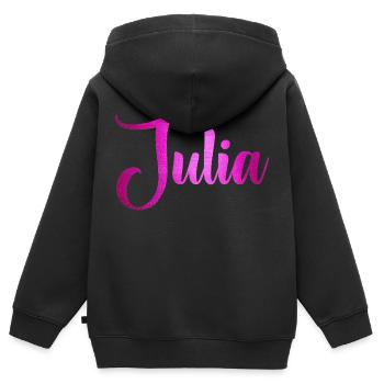 Julia - Kinder Premium Organic Zip Hoodie - Schwarz - Hinten - AI Model Kid Male (0cm)