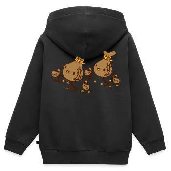 2 gehende Geldsäcke Freunde - Kinder Premium Organic Zip Hoodie - Schwarz - Hinten - AI Model Kid Male (0cm)