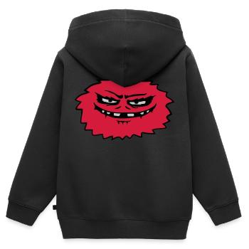 Haariges böses Monster Comic - Kinder Premium Organic Zip Hoodie - Schwarz - Hinten - AI Model Kid Male (0cm)