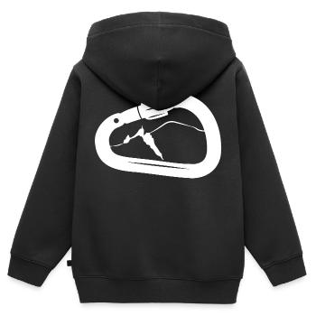 Karabiner Chamonix - Kinder Premium Organic Zip Hoodie - Schwarz - Hinten - AI Model Kid Male (0cm)