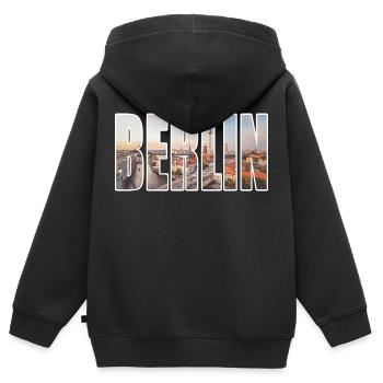 Berlin Photo - Sweat Premium à capuche zippé enfant bio - noir - Dos - AI Model Kid Male (0cm)