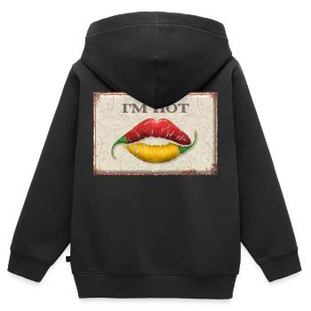 I'm Hot - Kinder Premium Organic Zip Hoodie - Schwarz - Hinten - AI Model Kid Male (0cm)