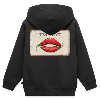 I'm Hot - Kinder Premium Organic Zip Hoodie - Schwarz - Hinten - AI Model Kid Male (0cm)