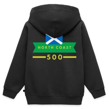 north coast 500 scotland - Kids Premium Organic Zip-up Hoodie - black - Back - AI Model Kid Male (0cm)