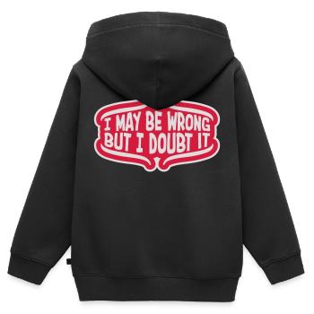 I may be wrong - Kids Premium Organic Zip-up Hoodie - black - Back - AI Model Kid Male (0cm)