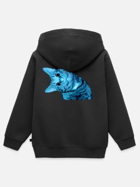 lächelnde Katze - Kinder Premium Organic Zip Hoodie - Schwarz