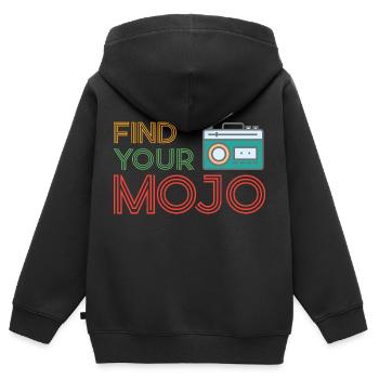 Trouvez votre police rétro rose violet coloré Mojo - Sweat Premium à capuche zippé enfant bio - noir - Dos - AI Model Kid Male (0cm)