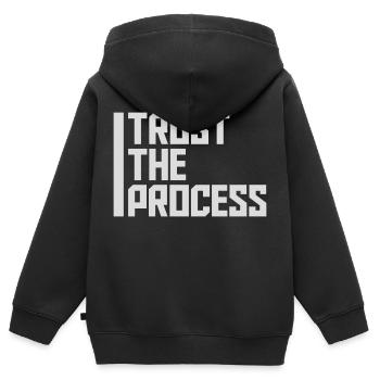 trust the process Quote - Kids Premium Organic Zip-up Hoodie - black - Back - AI Model Kid Male (0cm)
