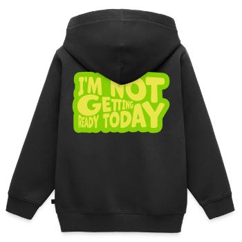 ne pas se préparer aujourd’hui - Sweat Premium à capuche zippé enfant bio - noir - Dos - AI Model Kid Male (0cm)