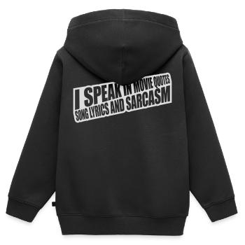 parler des paroles et du sarcasme - Sweat Premium à capuche zippé enfant bio - noir - Dos - AI Model Kid Male (0cm)