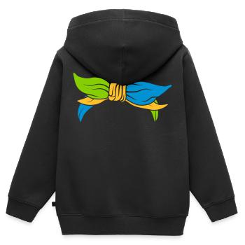Foulard féminin coloré - Sweat Premium à capuche zippé enfant bio - noir - Dos - AI Model Kid Male (0cm)
