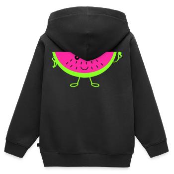 Melon - Sweat Premium à capuche zippé enfant bio - noir - Dos - AI Model Kid Male (0cm)