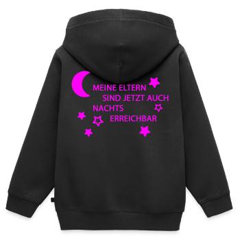 Eltern erreichbar pink - Kinder Premium Organic Zip Hoodie - Schwarz - Hinten - AI Model Kid Male (0cm)