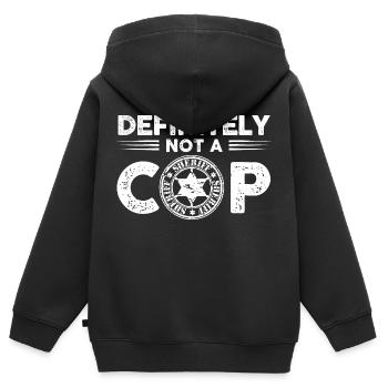 Certainement pas un badge de shérif de flic Design - Sweat Premium à capuche zippé enfant bio - noir - Dos - AI Model Kid Male (0cm)
