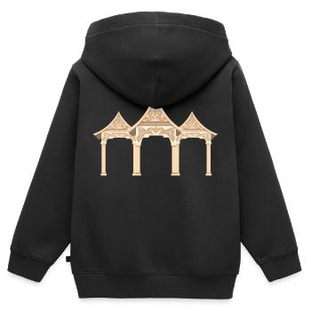 Porte Temple aux decors khmer - Sweat Premium à capuche zippé enfant bio - noir - Dos - AI Model Kid Male (0cm)