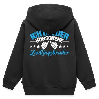 Zwillinge Ich bin der hübschere Zwillingsbruder - Kinder Premium Organic Zip Hoodie - Schwarz - Hinten - AI Model Kid Male (0cm)