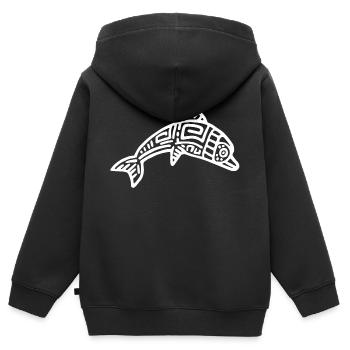 Culture des Incas, Dauphin - Sweat Premium à capuche zippé enfant bio - noir - Dos - AI Model Kid Male (0cm)