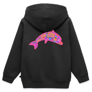 Kultur der Inkas, Delfinsymbol - Kinder Premium Organic Zip Hoodie - Schwarz - Hinten - AI Model Kid Male (0cm)