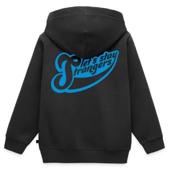 Citation Restons Strangers - Sweat Premium à capuche zippé enfant bio - noir - Dos - AI Model Kid Male (0cm)