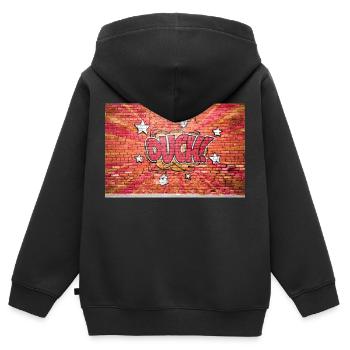 Ouch! Comic Style Bubble Graffiti Lettering - Kids Premium Organic Zip-up Hoodie - black - Back - AI Model Kid Male (0cm)