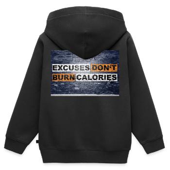 Ausreden verbrennen keine Kalorien Sagen Schriftzug - Kinder Premium Organic Zip Hoodie - Schwarz - Hinten - AI Model Kid Male (0cm)