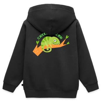 Chill Mäleon - Kids Premium Organic Zip-up Hoodie - black - Back - AI Model Kid Male (0cm)
