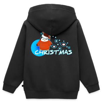 Weihnachts Pinguin - Kinder Premium Organic Zip Hoodie - Schwarz - Hinten - AI Model Kid Male (0cm)